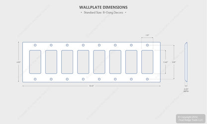 Leviton 80408-I Ivory 8-Gang Decora GFCI Painted Metal Standard Wallplate Cover
