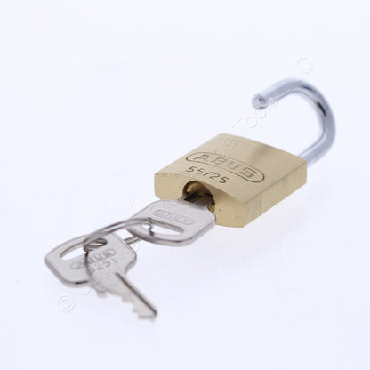 ABUS KA 5251 Keyed Alike Security Padlock 55/25mm Brass w/ 2 Keys 1" Wide