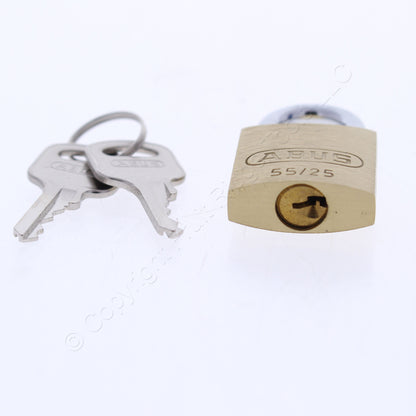 ABUS KA 5251 Keyed Alike Security Padlock 55/25mm Brass w/ 2 Keys 1" Wide