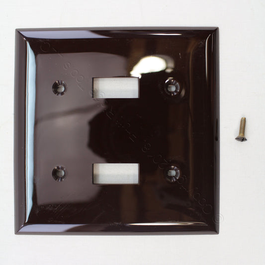 ACE 3037058 Brown 2-Gang Toggle Switch Unbreakable Nylon Standard Size Wallplate