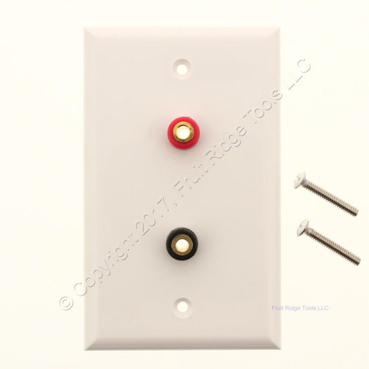 Ace 3107596 White 1-Gang 1-Pair Gold Banana Audio Speaker Jacks Wallplate Cover