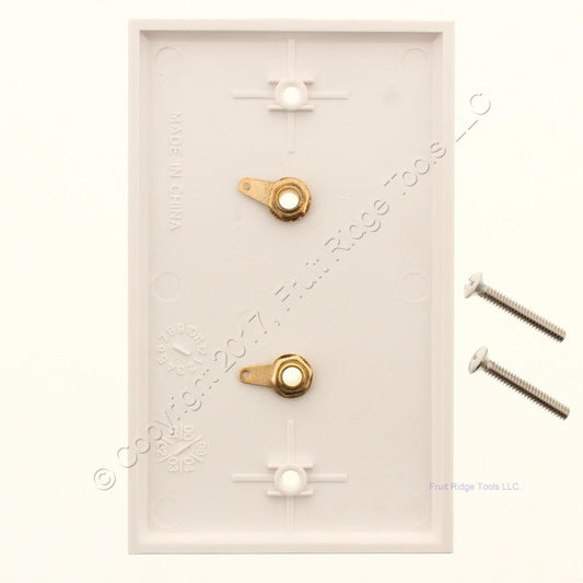 Ace 3107596 White 1-Gang 1-Pair Gold Banana Audio Speaker Jacks Wallplate Cover