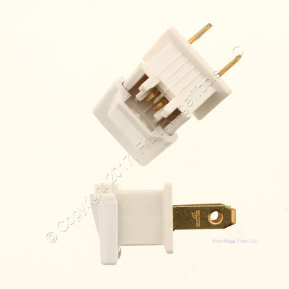 2 Ace 31099 Quick-Connect Straight Blade Plugs 10A 125V 2P2W White Non-Polarized