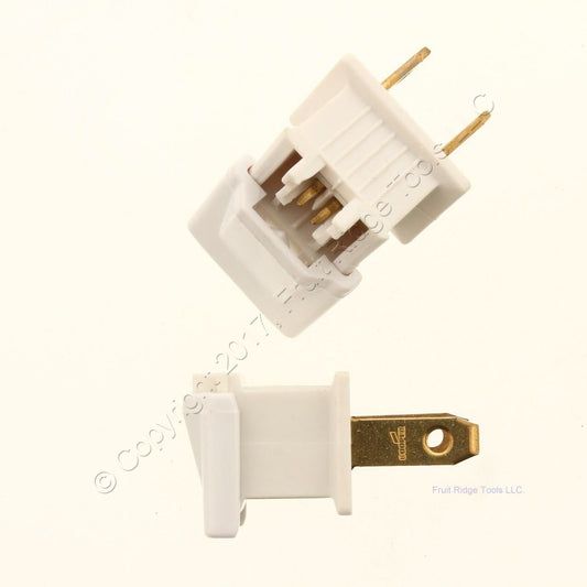 2 Ace 31099 Quick-Connect Straight Blade Plugs 10A 125V 2P2W White Non-Polarized