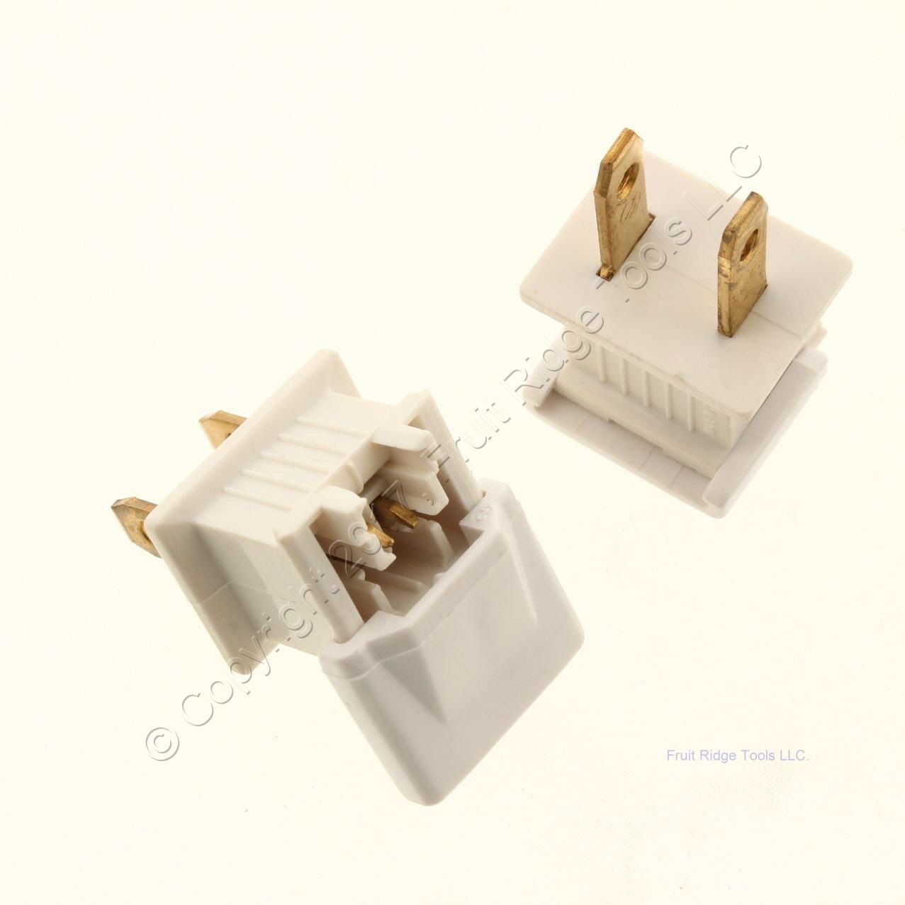 2 Ace 31099 Quick-Connect Straight Blade Plugs 10A 125V 2P2W White Non-Polarized