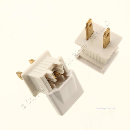 2 Ace 31099 Quick-Connect Straight Blade Plugs 10A 125V 2P2W White Non-Polarized