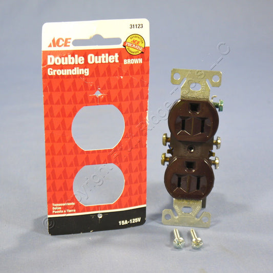 Ace Wiring Residential Brown Duplex Receptacle Outlet Nema 5-15R 15A 125V 31123