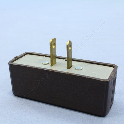 2 Ace Brown 2-Wire Polarized Triple Tap Outlet Receptacle Adapters 15A 31160