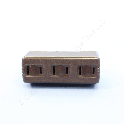 2 Ace Brown 2-Wire Polarized Triple Tap Outlet Receptacle Adapters 15A 31160