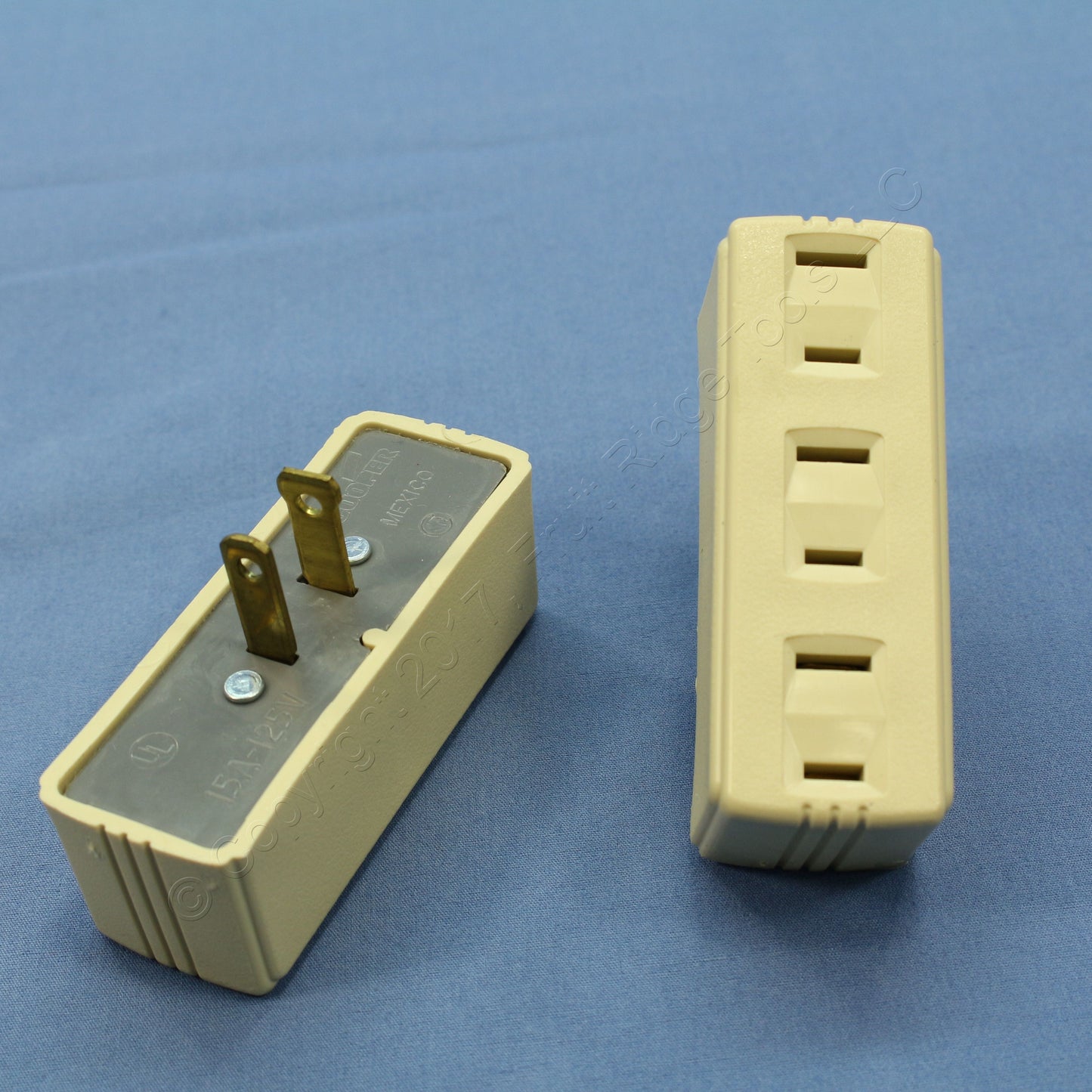 Ivory 2-Wire Polarized Triple Tap Outlet Receptacle Adapters 15A 31165 2-Pack