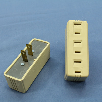 Ivory 2-Wire Polarized Triple Tap Outlet Receptacle Adapters 15A 31165 2-Pack