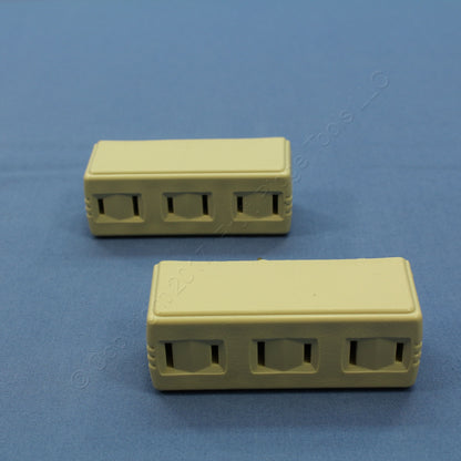 Ivory 2-Wire Polarized Triple Tap Outlet Receptacle Adapters 15A 31165 2-Pack