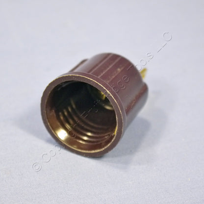 Brown Polarized Plug-In 600W Light Socket Outlet Adapter Lamp Holder Plug 31173