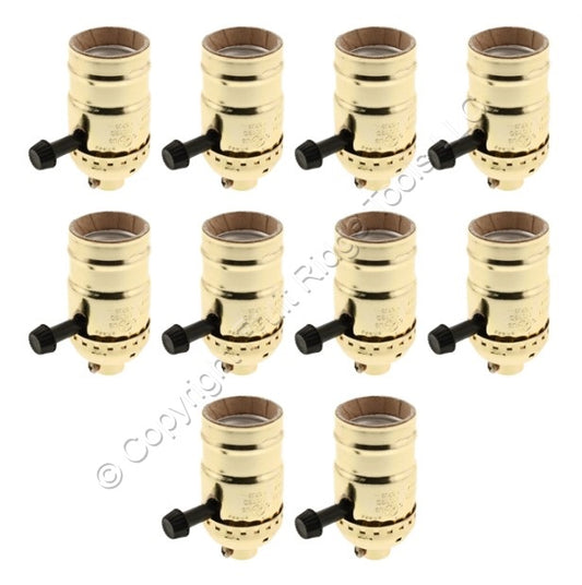 10 Turn Knob 3-Way Light Socket Polished Brass Lampholders Electrolier 1/8" IPS