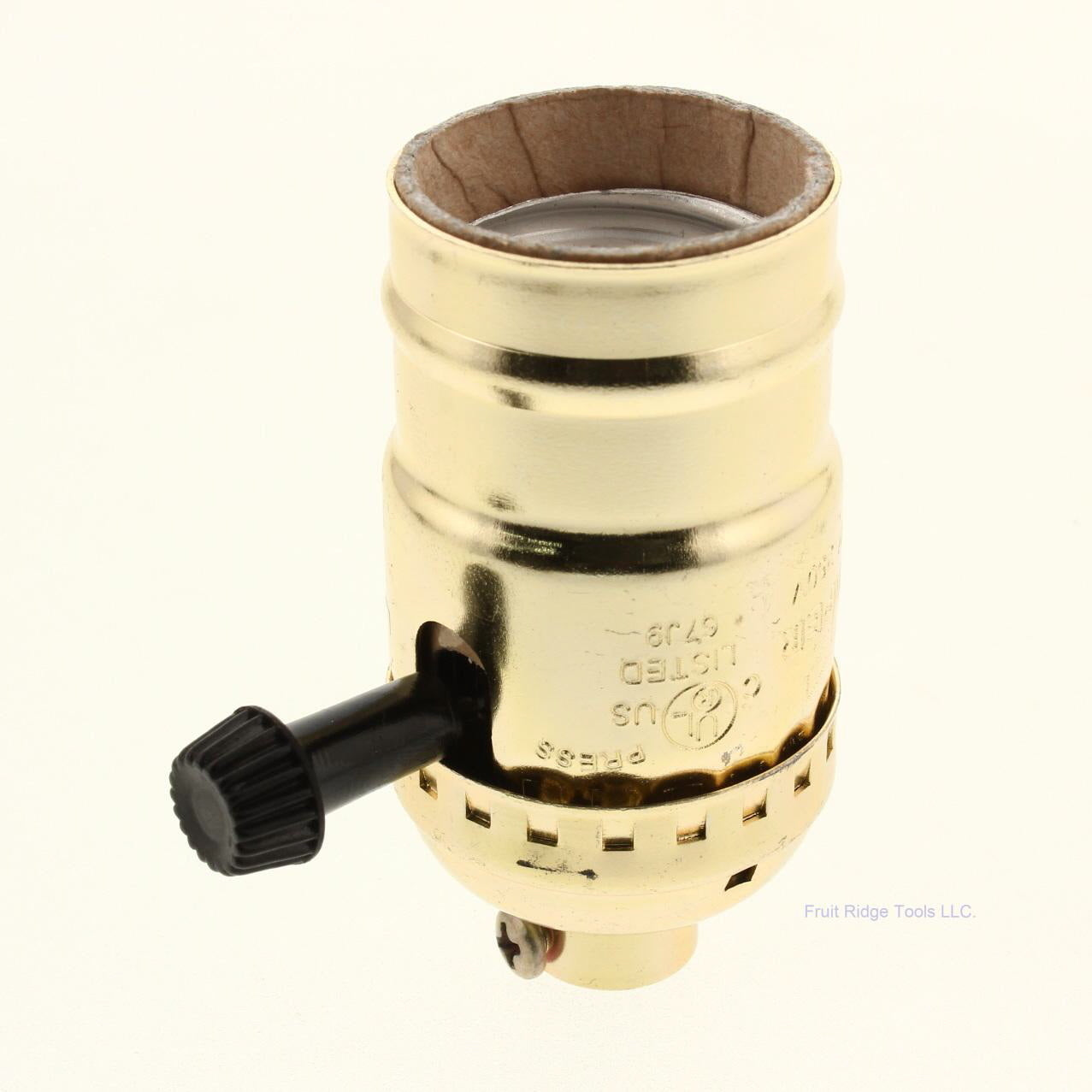 Turn Knob 3-Way Light Socket Polished Brass Lampholder Electrolier 1/8" IPS 250W
