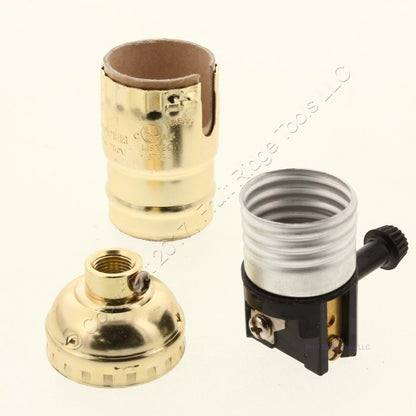 Turn Knob 3-Way Light Socket Polished Brass Lampholder Electrolier 1/8" IPS 250W