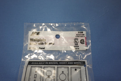 ACE 31208 Brown 1-Gang Blank Plastic Standard Wallplate Cover Plate Box Mount