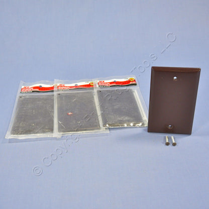 ACE 31208 Brown 1-Gang Blank Plastic Standard Wallplate Cover Box Mount 4-pack