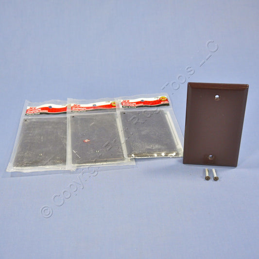 ACE 31208 Brown 1-Gang Blank Plastic Standard Wallplate Cover Box Mount 4-pack