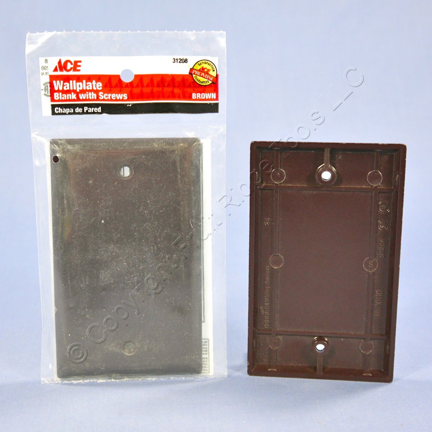 ACE 31208 Brown 1-Gang Blank Plastic Standard Wallplate Cover Box Mount 4-pack