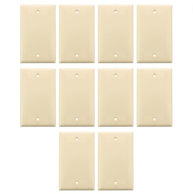 10 Ace Ivory 1-Gang Standard Thermoset Plastic Blank Cover Wallplates 31209