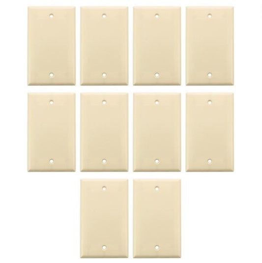 10 Ace Ivory 1-Gang Standard Thermoset Plastic Blank Cover Wallplates 31209