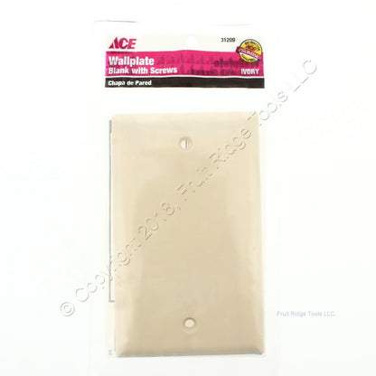 Ace Ivory 1-Gang Standard Thermoset Plastic Blank Cover Wallplate 31209