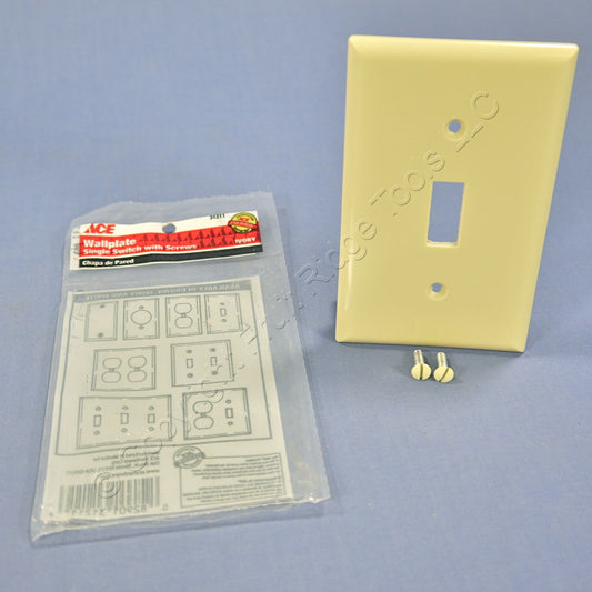 ACE 31211 Ivory 1-Gang Toggle Switch Plastic Standard Size Wallplate Cover Plate