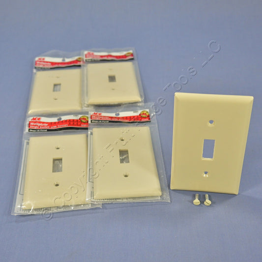 ACE 31211 Ivory 1-Gang Toggle Switch Plastic Standard Wallplate Covers 5-pack