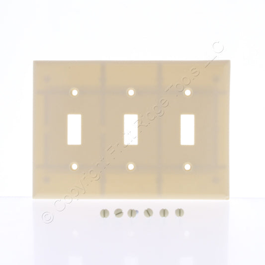 Ace Ivory Standard 3-Gang Toggle Switch Plastic Wallplate Cover 31219