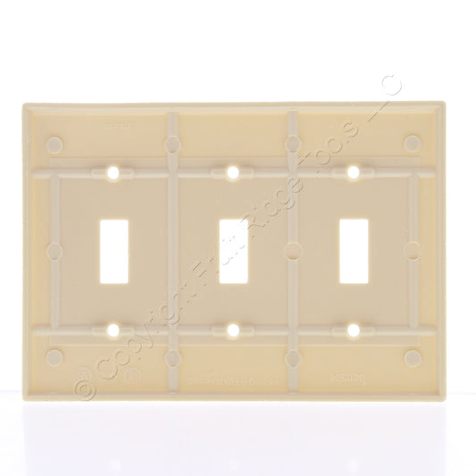 Ace Ivory Standard 3-Gang Toggle Switch Plastic Wallplate Cover 31219