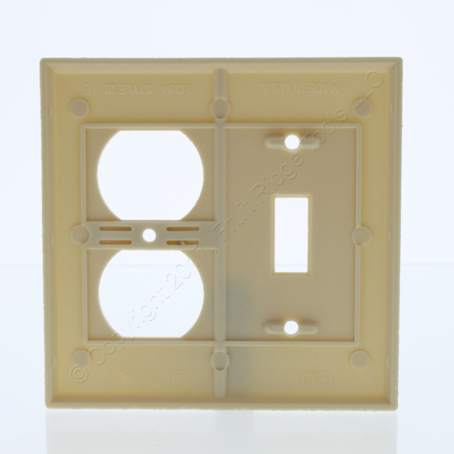 ACE 31221 Ivory 2-Gang Toggle Switch Duplex Outlet Plastic Standard Wallplate