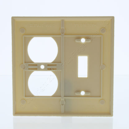 ACE 31221 Ivory 2-Gang Toggle Switch Duplex Outlet Plastic Standard Wallplate