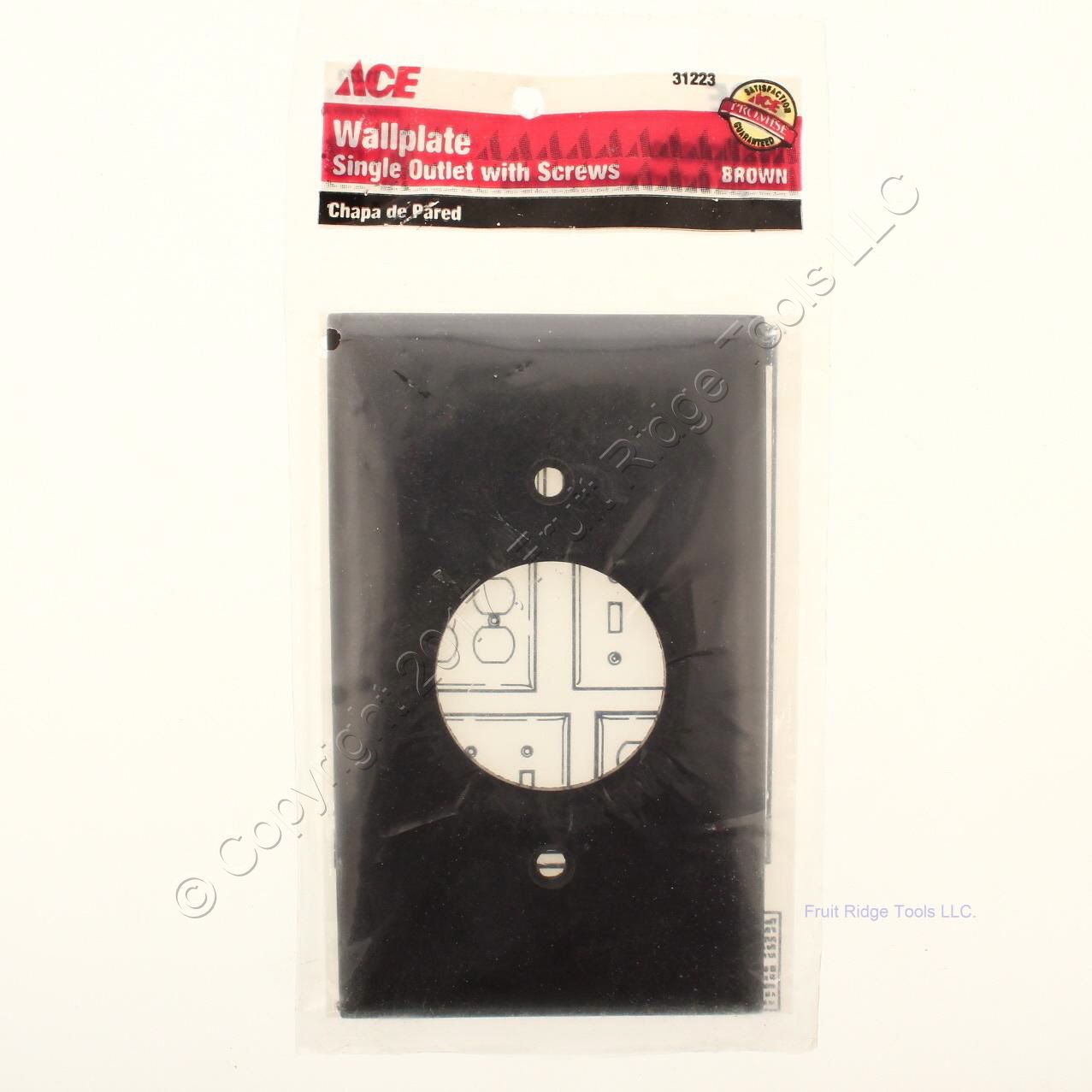 Ace Brown 1-Gang Standard Thermoset 1.406" Single Outlet Cover Wallplate 31223