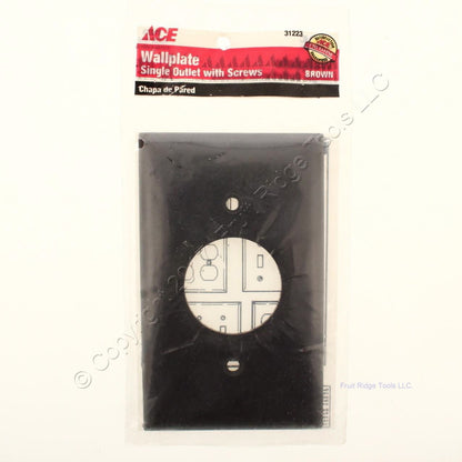 Ace Brown 1-Gang Standard Thermoset 1.406" Single Outlet Cover Wallplate 31223