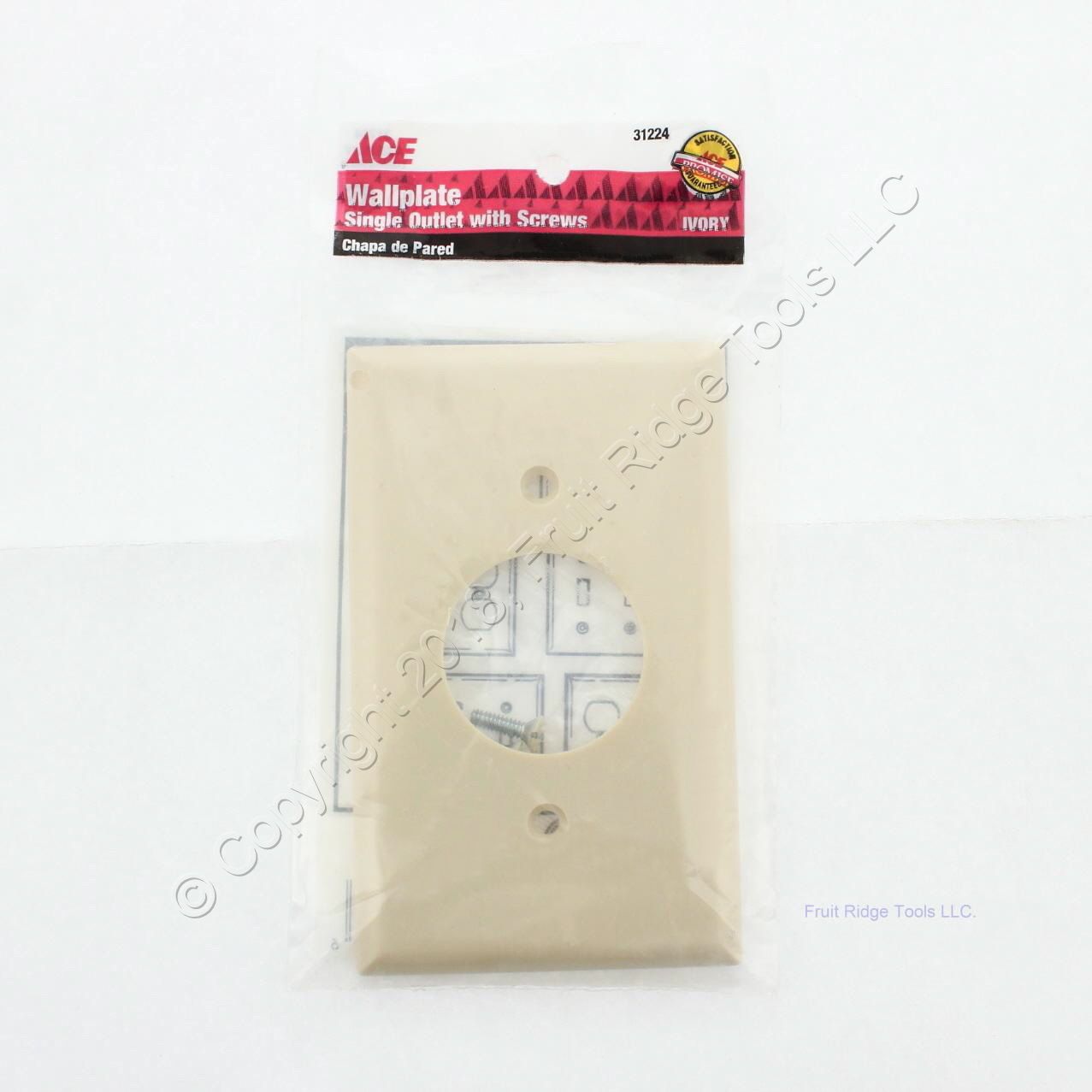 Ace 31224 Ivory 1-Gang Standard Thermoset 1.406" Hole Single Outlet Wallplates