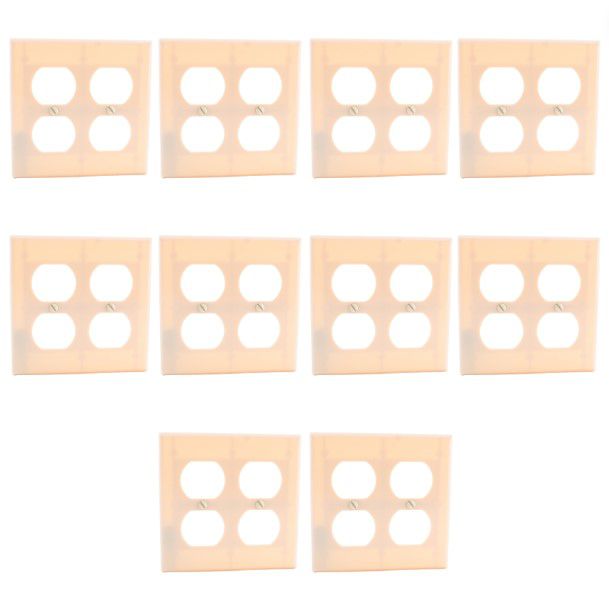 10pk Ace 2-Gang Duplex Outlet Receptacle Plastic Wallplate Standard Covers Ivory