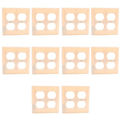 10pk Ace 2-Gang Duplex Outlet Receptacle Plastic Wallplate Standard Covers Ivory
