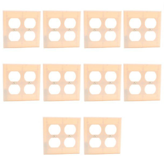 10pk Ace 2-Gang Duplex Outlet Receptacle Plastic Wallplate Standard Covers Ivory