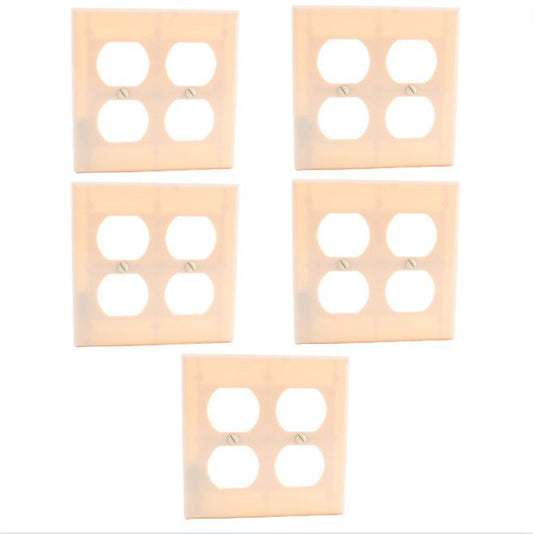 5pack Ace 2-Gang Duplex Outlet Receptacle Plastic Wallplate Standard Cover Ivory