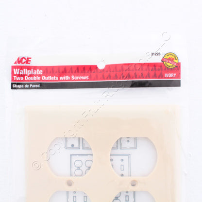 5pack Ace 2-Gang Duplex Outlet Receptacle Plastic Wallplate Standard Cover Ivory