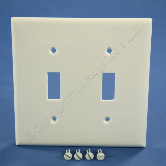 ACE 31591 Ivory 2-Gang Toggle Switch Plastic Standard Size Wallplate Cover Plate