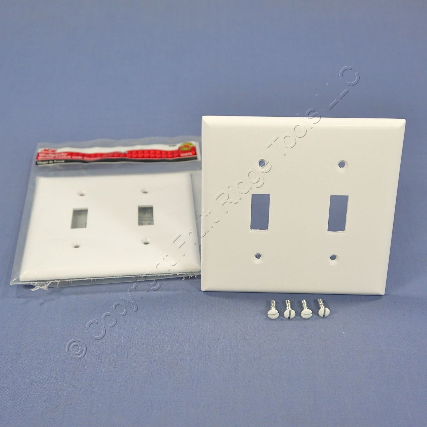ACE 31591 Ivory 2-Gang Toggle Switch Plastic Standard Wallplate Covers 2-pack