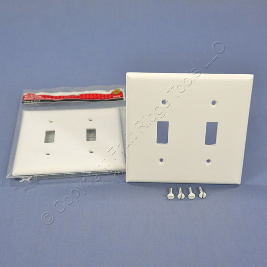 ACE 31591 Ivory 2-Gang Toggle Switch Plastic Standard Wallplate Covers 2-pack