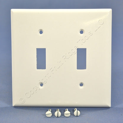 ACE 31591 Ivory 2-Gang Toggle Switch Plastic Standard Wallplate Covers 2-pack