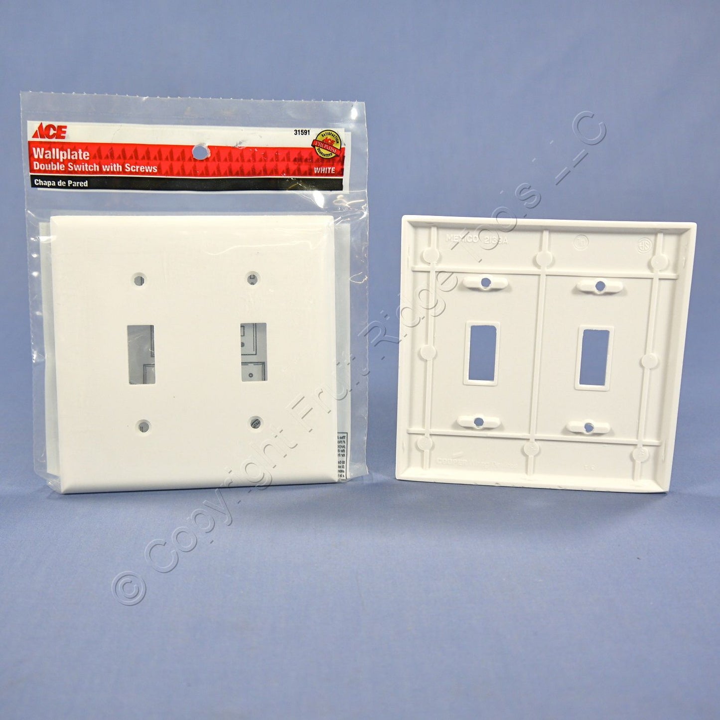 ACE 31591 Ivory 2-Gang Toggle Switch Plastic Standard Wallplate Covers 2-pack