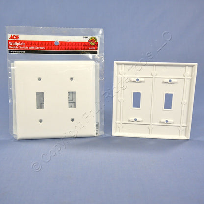 ACE 31591 Ivory 2-Gang Toggle Switch Plastic Standard Wallplate Covers 2-pack