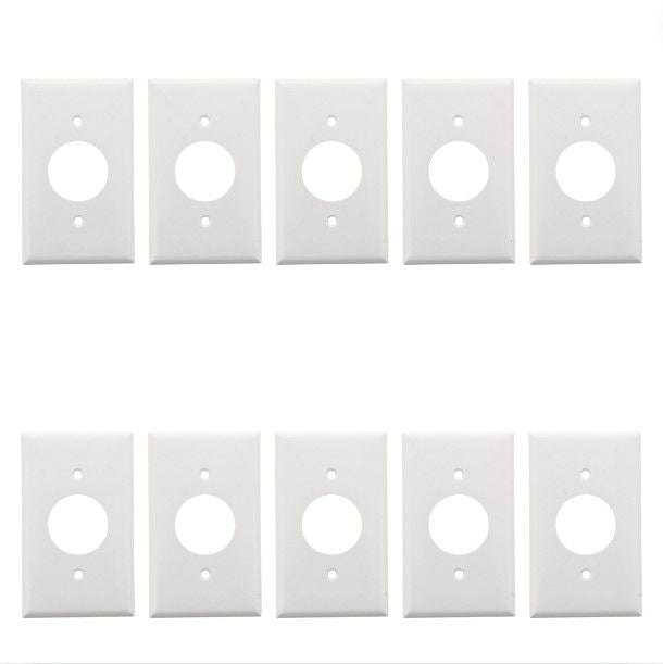 10pk ACE Outlet Thermoset White 1.406 Receptacle Single Standard Wallplate 32476