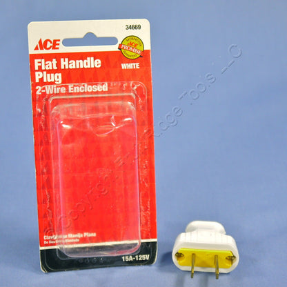Ace Residential White EZ Grip Flat Handle Plug Nema 1-15P 1-15 15A 125V 34669-W