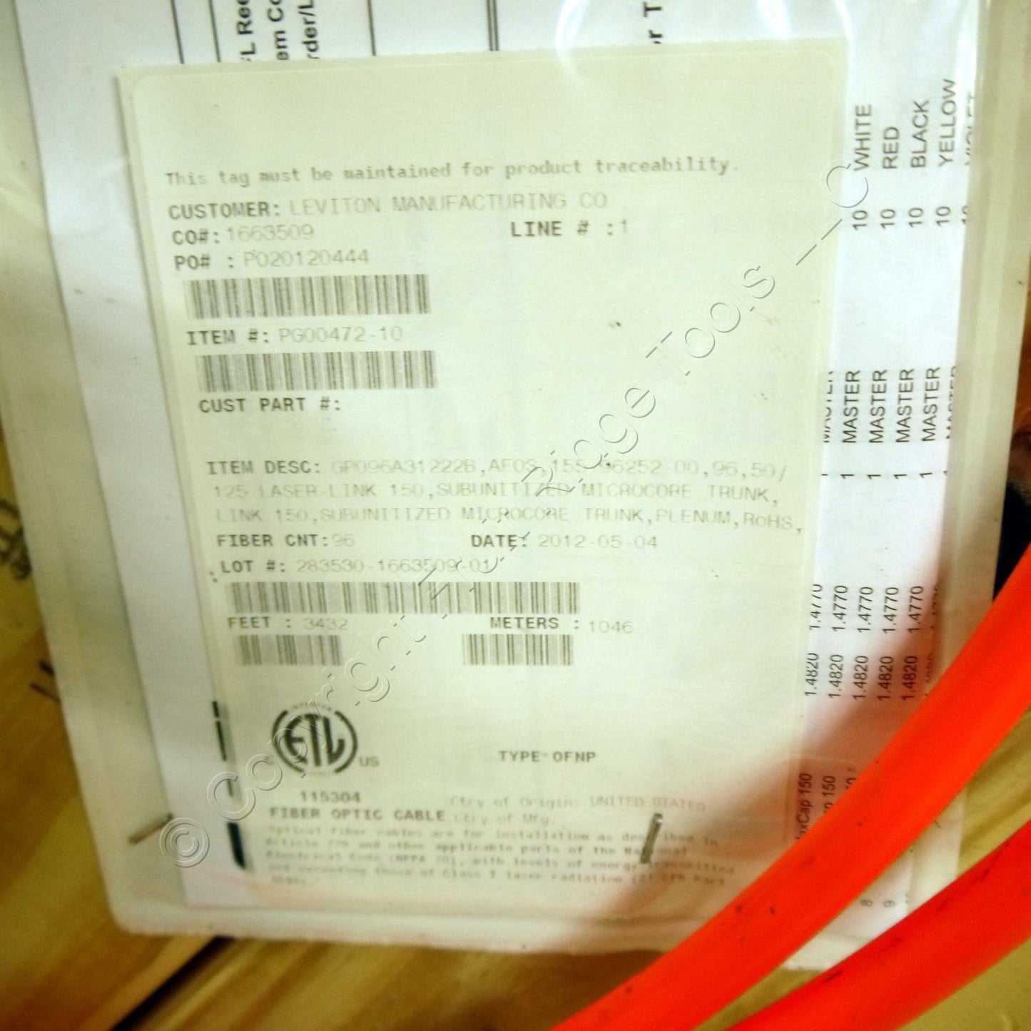 3432ft AFL 96-Fiber Multi-Mode Sub-Unitized Premise MicroCore� Fiber Optic Cable